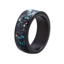 Men's Stainless Steel Abalone Shell Rotatable Ring 8mm Size