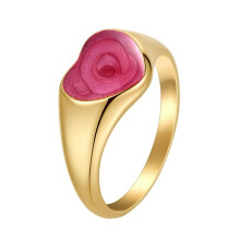 Women's Stainless Steel Heart Engagement Ring Gold Pink
