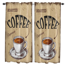 Coffee Cup Pattern Curtains for Living Room Kitchen Bedroom