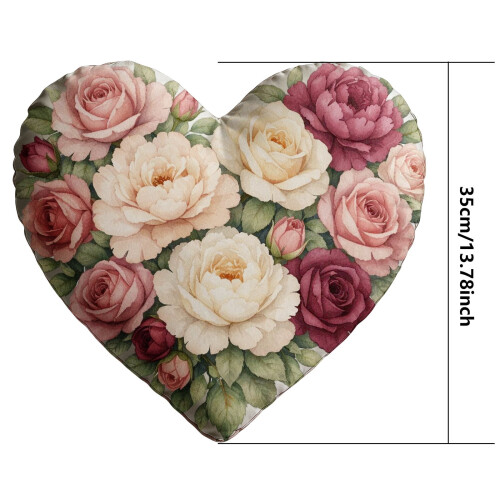 Almofada decorativa em formato de coração com estampa floral, tecido macio, 45x45 cm (18x18 polegadas). 2