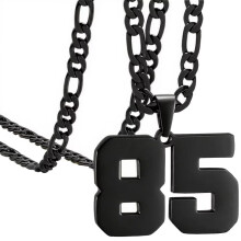 Stainless Steel Athlete Number Necklace Black 85