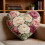 Almofada decorativa em formato de coração com estampa floral, tecido macio, 45x45 cm (18x18 polegadas). 5