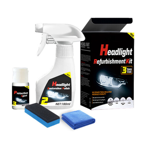 Headlight Restoration Kit with UV-Protective Polish Coating