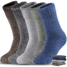 Men's Wool Socks Thick Velvet Solid Color 5 Pairs