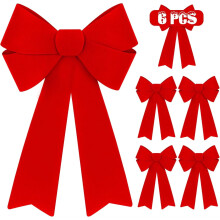 Red Velvet Christmas Bows 12x18 Inch 6 Pack