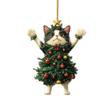 Black Cat Christmas Ornament Acrylic 1 Piece