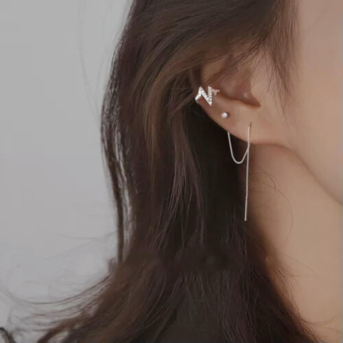 925 Silver Flower Tassel Drop Earrings 1 Pair