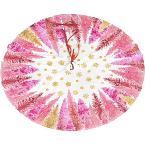 Jupe de sapin de Noël rose flocon de neige 122 cm 1