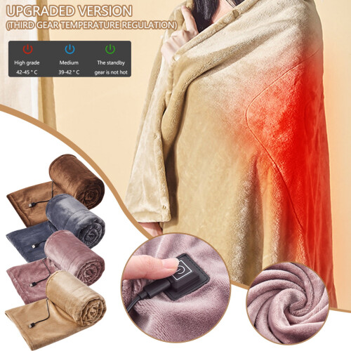 Electric Heated Blanket Throw Gray 5V
