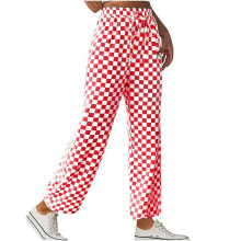 Women's checkered straight-leg casual pants red size 4(S)