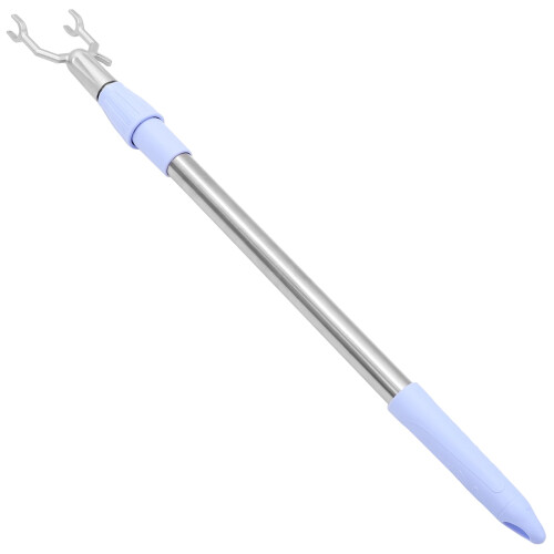 Clothes Reach Stick Pole with Hook 1 Piece Silver