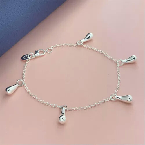 925 Silver Charm Bracelet Bangle 75 Style-49#