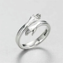 925 Silver Plated Flower Animal Cross Ring with Zircon for