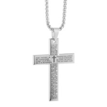 Lord's Prayer Cross Pendant Necklace Stainless Steel