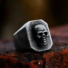 Phantom Skull Ring Stainless Steel Men's Signet Ring Size 9
