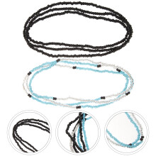 Black Glass Bead Waist Chain for Women 2 pcs