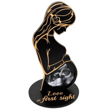 Wooden baby ultrasound frame for pregnancy announcement 1