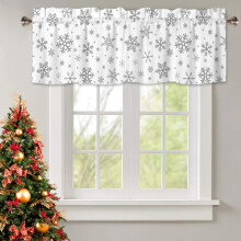 Christmas snowflake kitchen valances blackout grey white