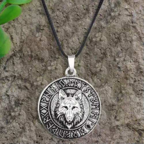 Wolf Head Pendant Necklace Vintage Silver