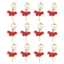 Ballerina Charms Rhinestone Resin Pendant 20 pcs 60mm Red
