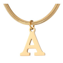 Gold Monogram Necklace Titanium Steel Initial Pendant