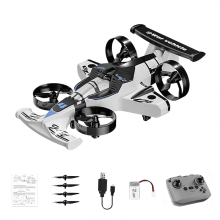 RC Drone and Remote Control Car 2-in-1 with Lights White