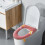 Plüsch-Toilettensitzbezug, rosa, universell passend, mit Griff und 3