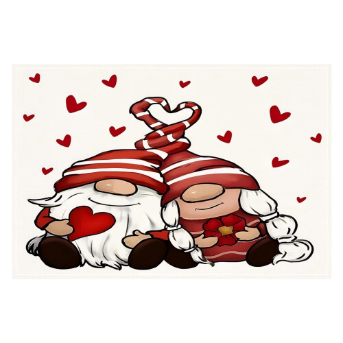 Valentine's Day Table Mats Linen Heat-Resistant 4 Pack
