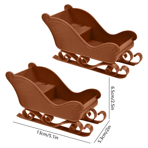 Christmas Sleigh Figurines Brown Plastic 2 pcs 7 cm 1