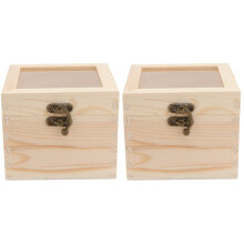 Wooden Storage Box with Acrylic Lid 12x12x10cm