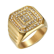 Men's Stainless Steel Vintage Hip Hop Ring with Cubic