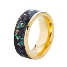 Men's Stainless Steel Abalone Shell Wedding Band 8mm Gold