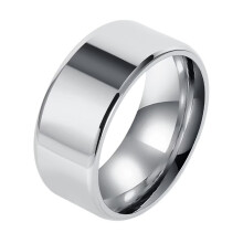 Stainless Steel Double Beveled Ring Silver Size 12