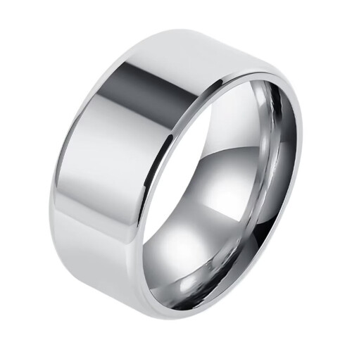 Stainless Steel Double Beveled Ring Silver Size 12