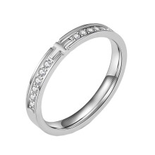 Women's Stainless Steel Cross Ring with Cubic Zirconia