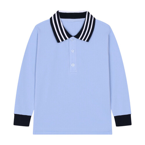 Boys Long Sleeve Oversized Rugby Shirt Light Blue Size 6-7 2