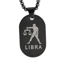 Stainless Steel Zodiac Dog Tag Necklace Libra
