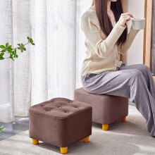 Foot Stool Ottoman with Wood Legs and Padded Seat