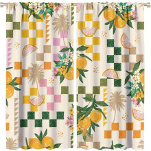 Orange Lemon Curtains Vintage Bohemian Pattern Blackout Rod