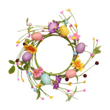 Easter Bunny Garden Wreath with Spring Greens and Burlap Bow