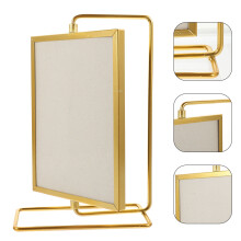 Rotating Picture Holder Golden Iron Square 1 Pack