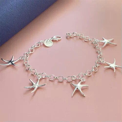 925 Silver Charm Bracelet Bangle 75 Style-55#