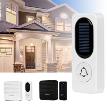 Wireless Doorbell Kit Solar Button Plug-In Chime Black