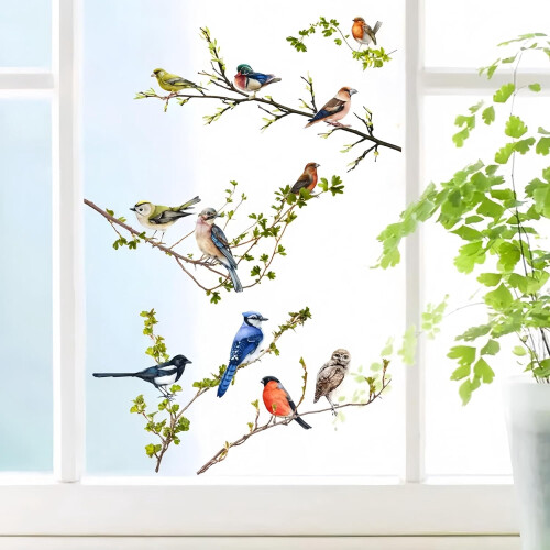Birds Window Decals Anti-Collision Double-Sided Removable
