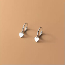 Sterling Silver Heart Huggie Hoop Earrings A1373