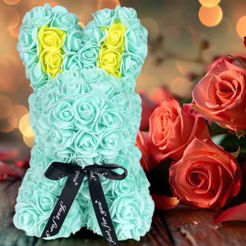 Rose Bunny Plush Toy Romantic Cuddle Gift 1pc