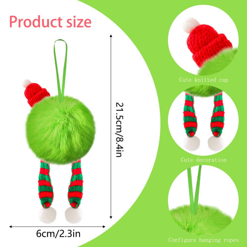 Hellgrüne, flauschige Weihnachtskugel, 6 cm 2