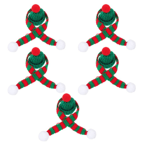 Holiday Mini Knitting Hats Red Green 5 Sets