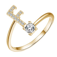 18K Gold Plated Adjustable Open Letter Ring A-Z for Women