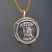 Saint Michael Archangel stainless steel pendant necklace